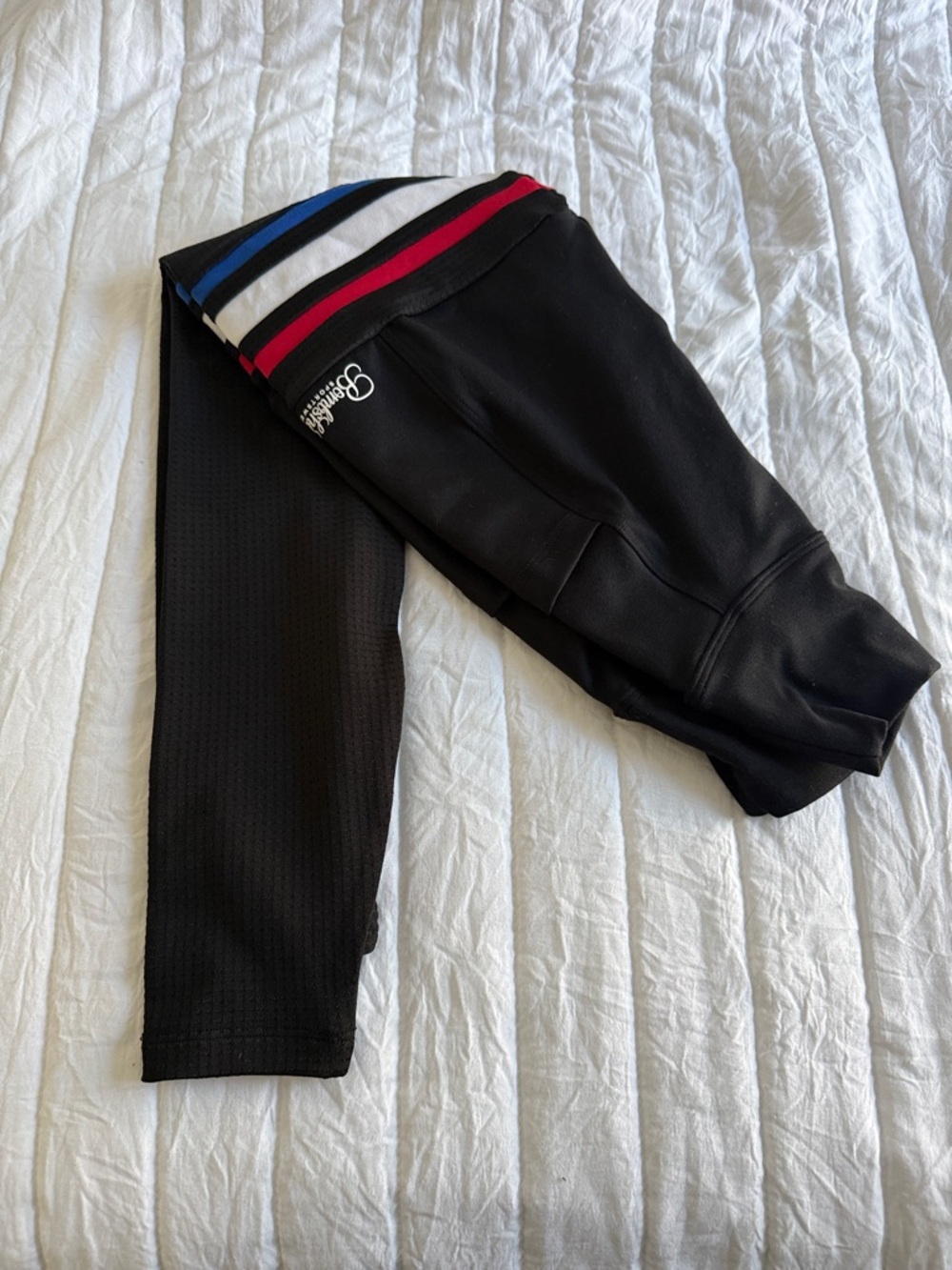 Bombshell Sportswear Black Leggings with Red, White & Blue Stripes - Picture 5 of 9